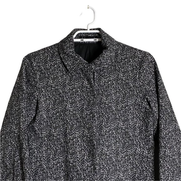 Theory Women's Destana Tweedy Charcoal Longline Button Coat - Picture 2 of 8